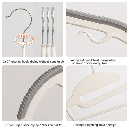 10Pcs Black/Orange/Grey Multifunctional Wet and Dry Household Hanger Suitable for Hanging Clothes Bedroom Wardrobe Anti-Slip