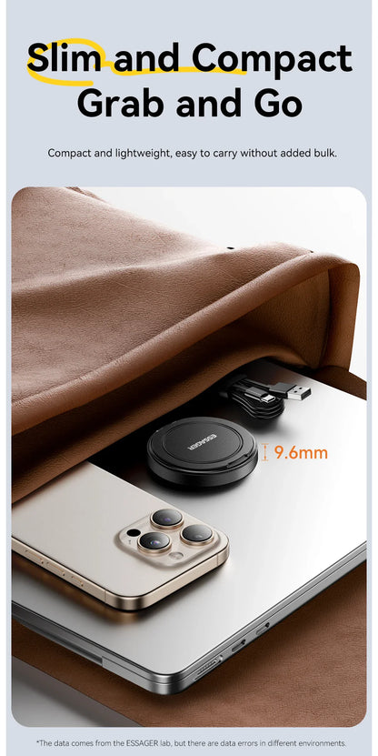 Essager Magnetic Wireless Charger With Holder 15W Fast Charging For iPhone16 15 14 13Pro Max Airpods Mini Wireless Phone Charger