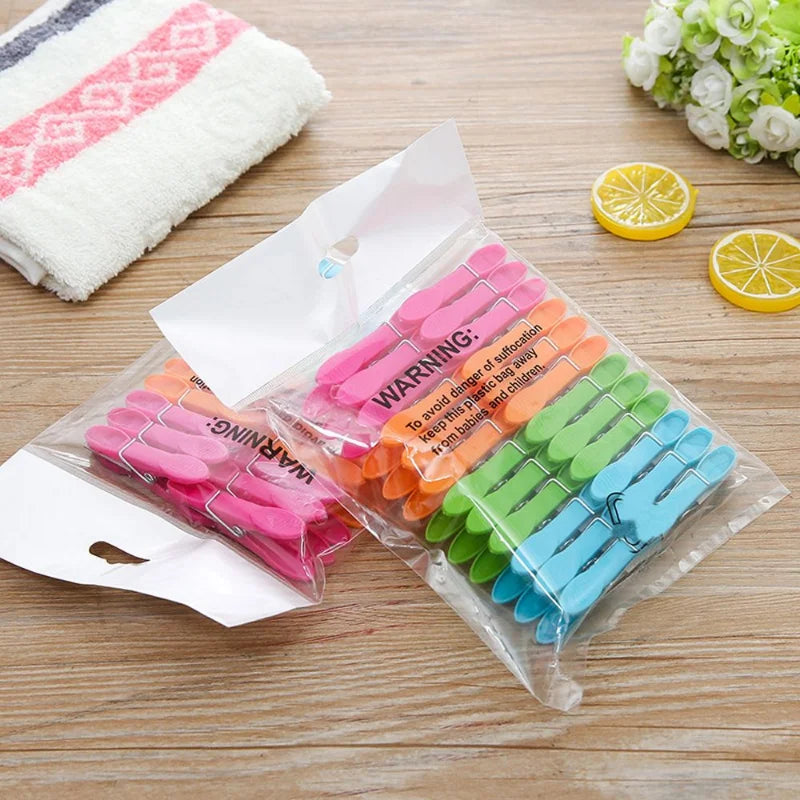 48/24Pcs Clothespins Hanging Pegs Clips Plastic Hangers Racks Laundry Clothes Pegs Clamps Towel Clips Home Storage Hooksks