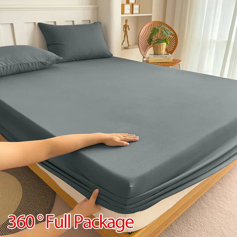 90/120/150/180x200 Fitted Bed Sheet With Elastic Band Solid Color Mattress Covers Protector Single Double King Beds 100% Polyest
