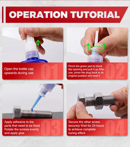 LOOLIFL, 243 Medium-Strength 10Ml-50Ml Threadlocker, Industrial Glue, Removable, Anti-Loosening, Anti-Slip, Waterproof, Rust-Proof, Oil-Resistant, Sealing Threadlocker, Removable, Stable