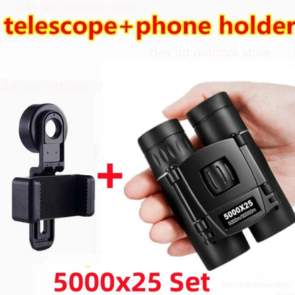 9000x25 HD Zoom Portable Powerful Binoculars Long Range BAK4 Telescope Jumelles Folding Optics for Outdoor Hunting Camping