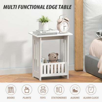 EFAN Bedside Table, White Modern Bedside Cabinet Nightstand Wooden Sofa Table Side Table, Small Narrow Side End Table Cabinet