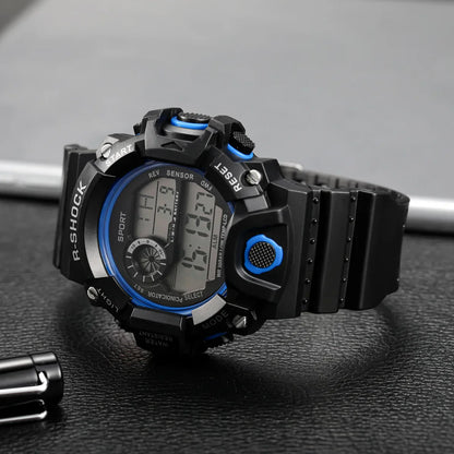 Fashion Men's Watch Sports Electronic Wristwatch Large dial Multifunctional Waterproof Luminous Alarm Kids Male's Military Watch