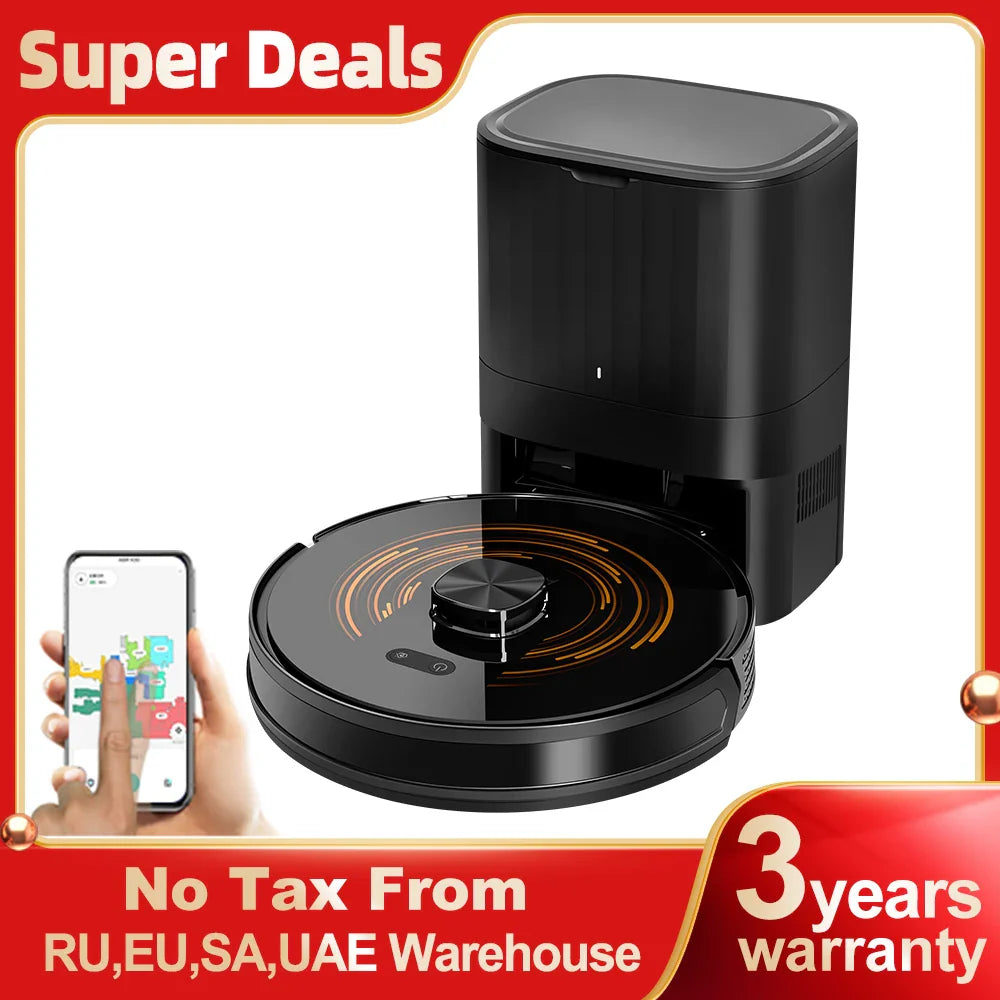 ABIR K30 Robot Vacuum Cleaner, Auto-Empty Station, Laser Lidar, 6500PA Suction,Multi-Floor Maping, Smart Home Wet Dry Appliance