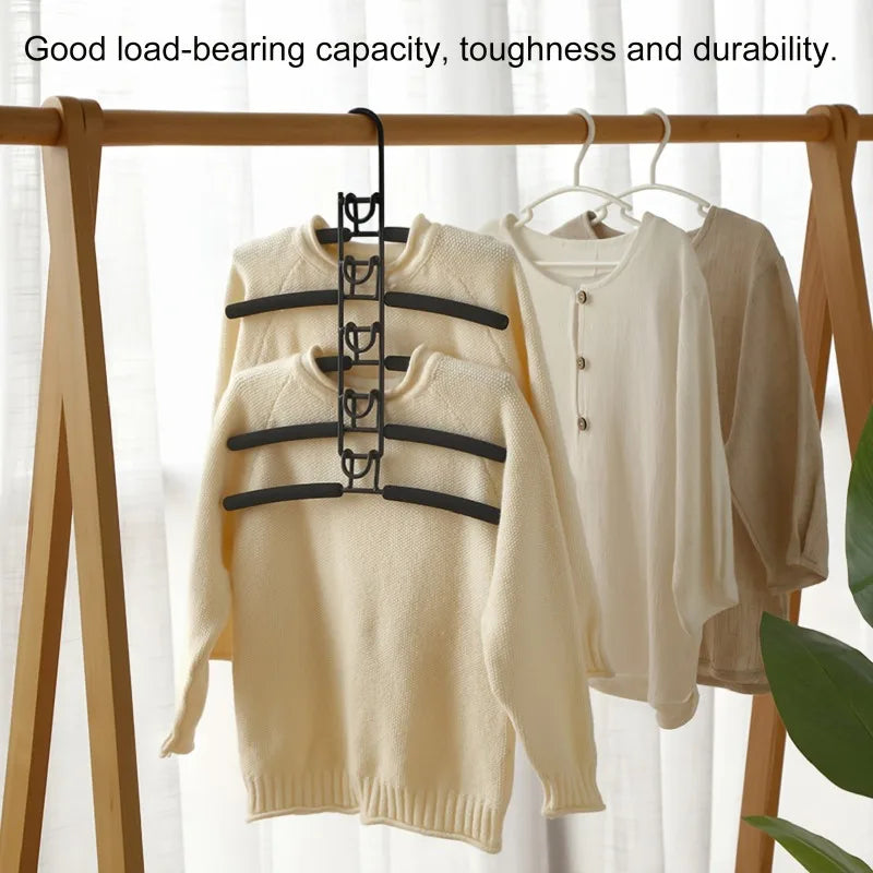 1pc Heavy-Duty Space-Saving Clothes Hanger - Multi-Layer Metal Garment Organizer with Non-Slip Foam Pads, Sturdy Closet Hanger