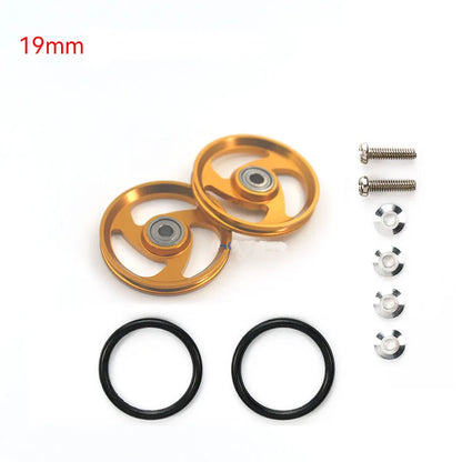 2pcs 15418 13-12mm Aluminum Alloy Guide Rollers 15461/15426 2023Jcup 95160 19mm Roller With Rubber Ring Tamiya Mini 4WD Homemade
