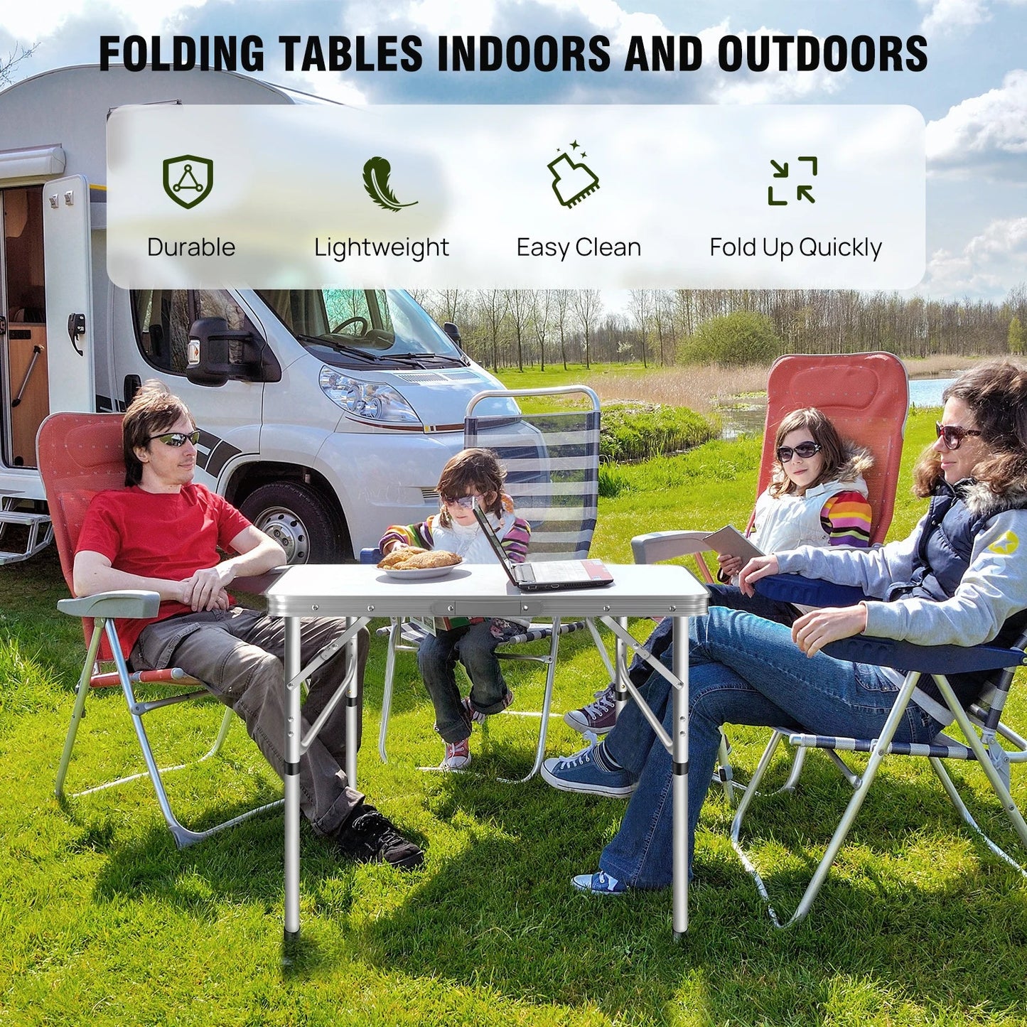Folding Picnic Table Outdoor,Folding computer table for Homework Compact Handy Camping Table Garden Party BBQ,Multi-Purpose