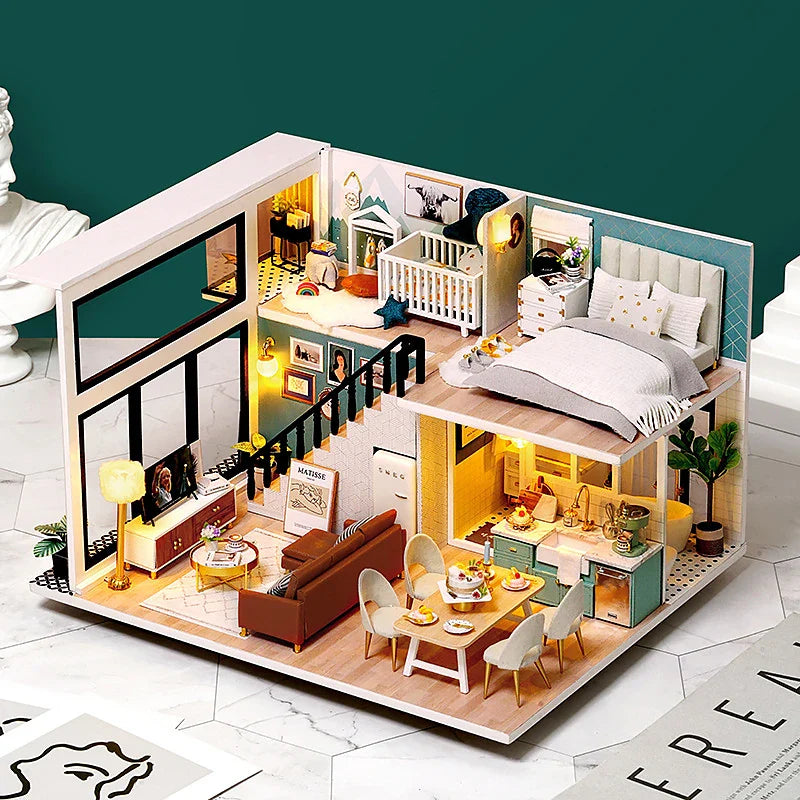 DIY Doll Houses Kits 3D Wooden Puzzles Mini Doll House Assembly Building Furniture Handmade Toys For Kids Birthday Gifts
