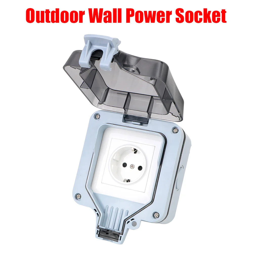 Double EU Socket Power Supply Switch Socket 16A Outdoor Wall Power Socket With USB Charging for Home& Garden IP66 Weatherproof