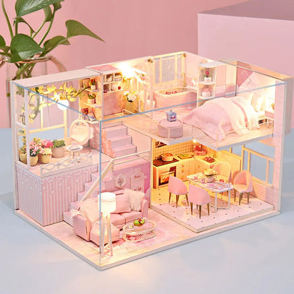 DIY Doll Houses Kits 3D Wooden Puzzles Mini Doll House Assembly Building Furniture Handmade Toys For Kids Birthday Gifts