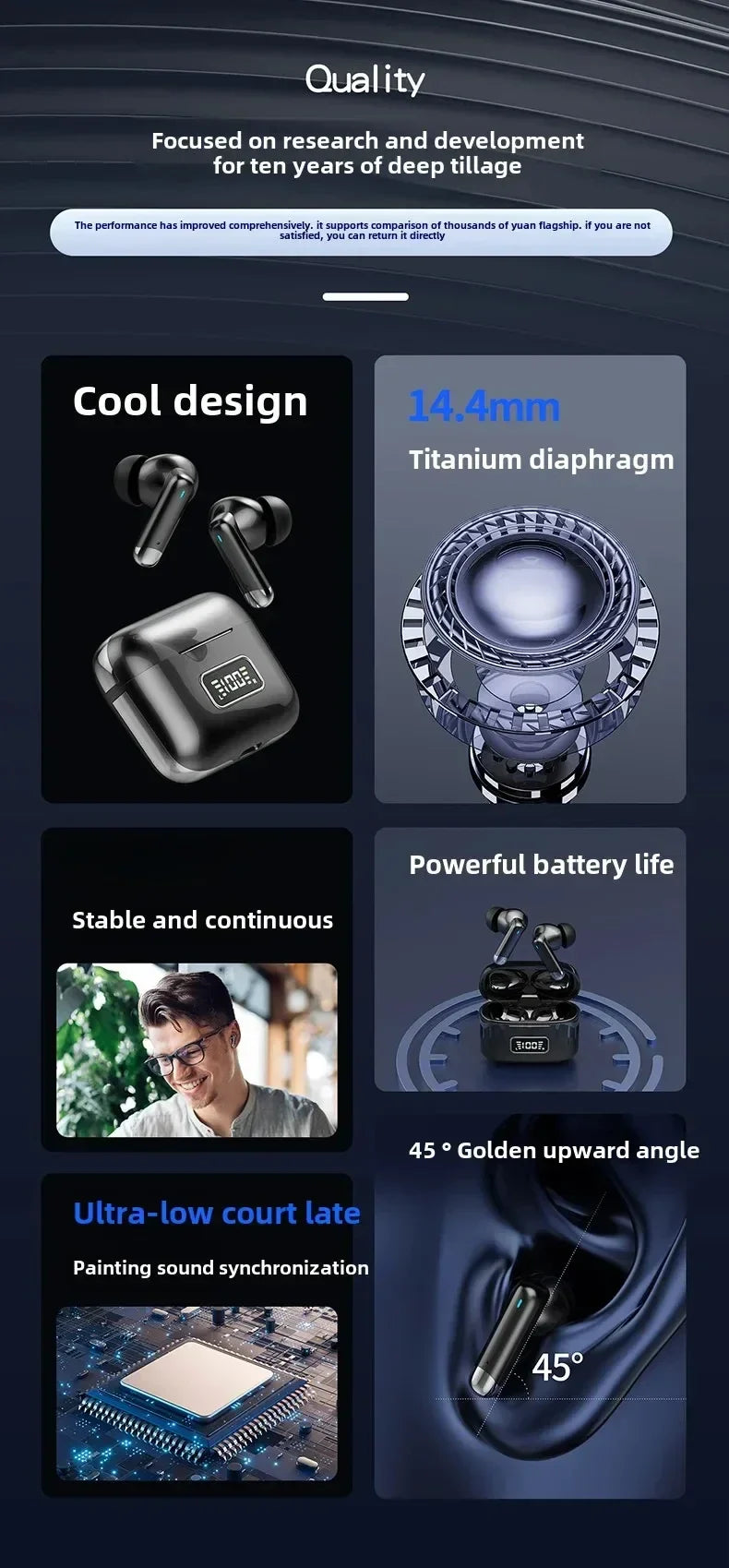 New Bluetooth headset Wireless Headphones Sport Earphones Waterproof Noise Reduction in-ear Wireless Earbuds With Mic For phones