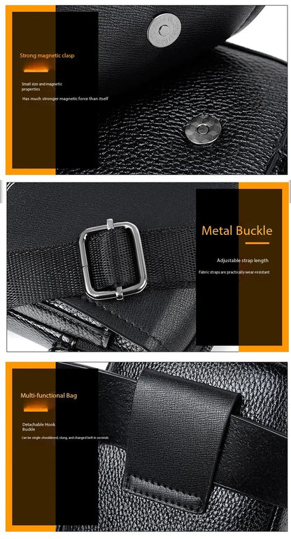 Leather Fashion Phone Pouch Belt Bag Shoulder Crossbody Waist Pack Vintage Outdoor Multi-function Mens Leisure Hanging Waist Bag