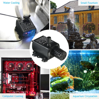 Ultra-quiet Mini DC12V 10W 400L/H Lift 400cm Brushless Water Pump 5.5*2.1mm Female Submersible with Flow Adjustment Function
