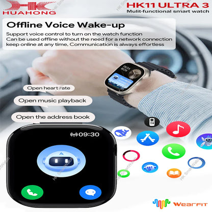 Upgrade Hk11 Ultra 3 Gen2 SmartWatch 4GB ROM AI ROBOT AMOLED Network 49mm G-Sensor ChatGPT NFC Compass GPS 3D Menu Music Watch