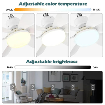 40W Ceiling Fan Light E27 with Remote LED Dimming Function Suitable for Living Room Study and Home use 85-265V