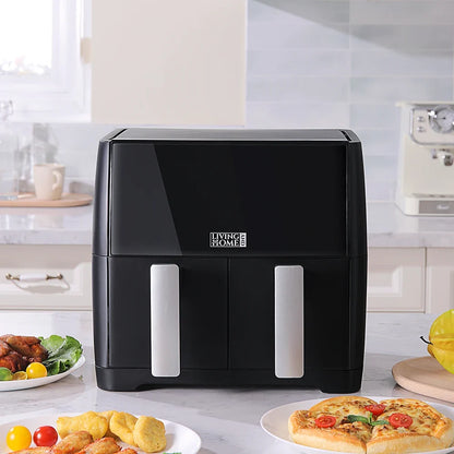 KOMORE 8L 1700W Touch Screen Dual Basket Air Fryer 80°C-200°C Adjustable Temperature & 30min Timer Setting &Automatic Shutoff