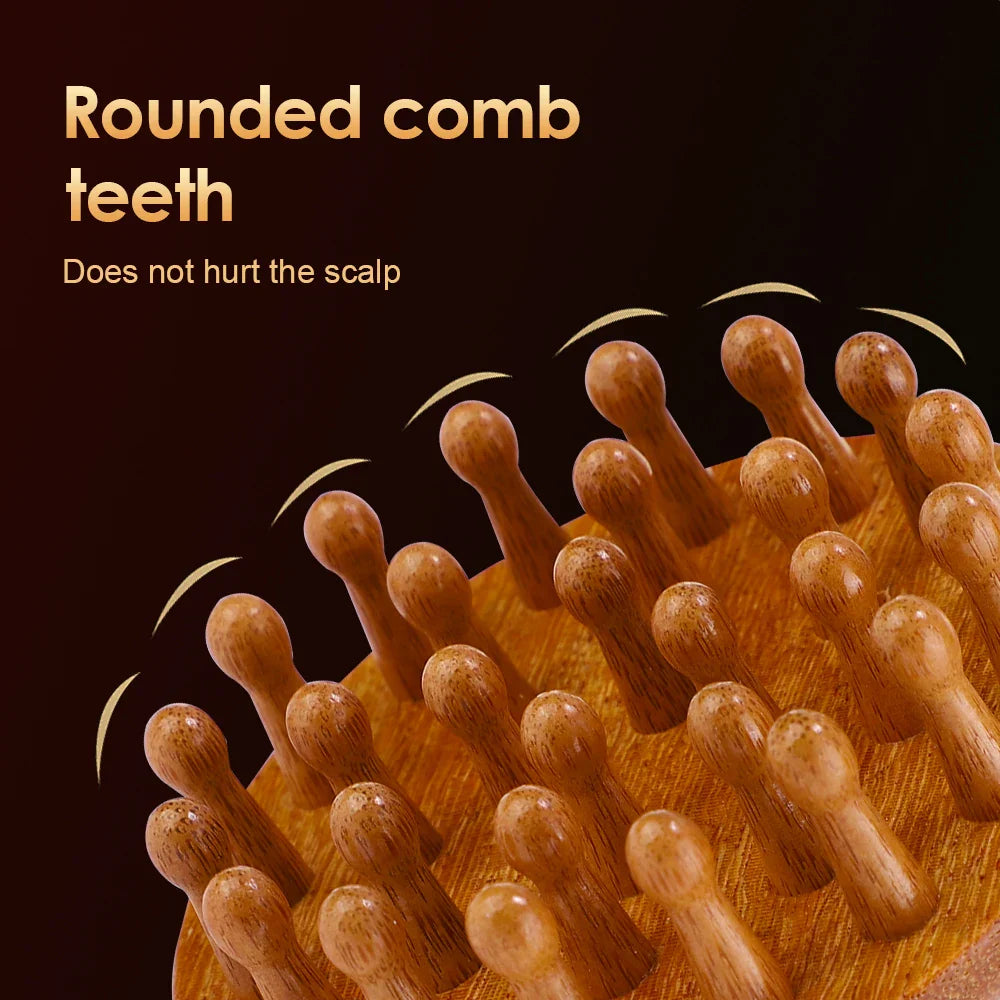 Multi-Functional Wood Therapy Massage Comb Scalp Head Massager Natural Sandalwood Circular Tooth Guasha Scraping Body Massager