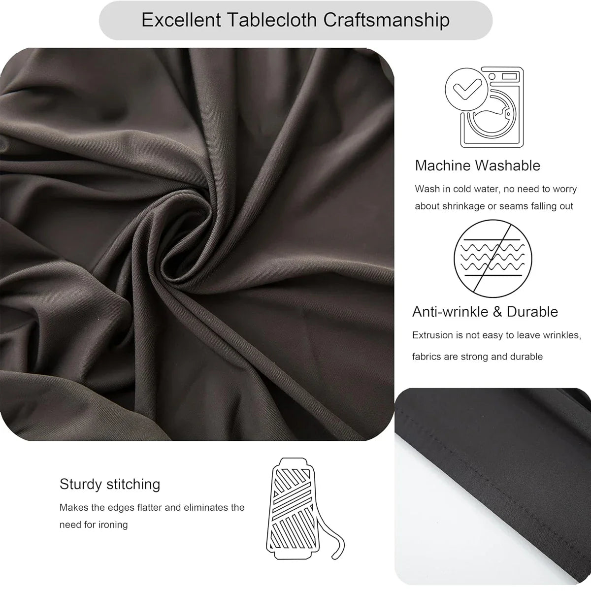 1 Pc 4/6/8ft Spandex Tablecloth Elastic Fitted Stretch Rectangular Tablecloth Washable and Wrinkle Resistant Patio Table Cover