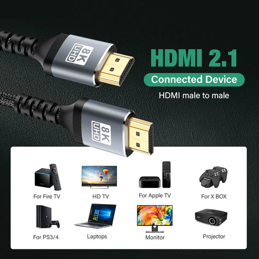 Ultra High Speed HDMI Cable For TV Laptop PC PS4 PS5 Nintendo Switch 8K 60HZ 4K 120HZ HDR HDCP 5M 7M 1 2 3 5 7 Meters Long Cord