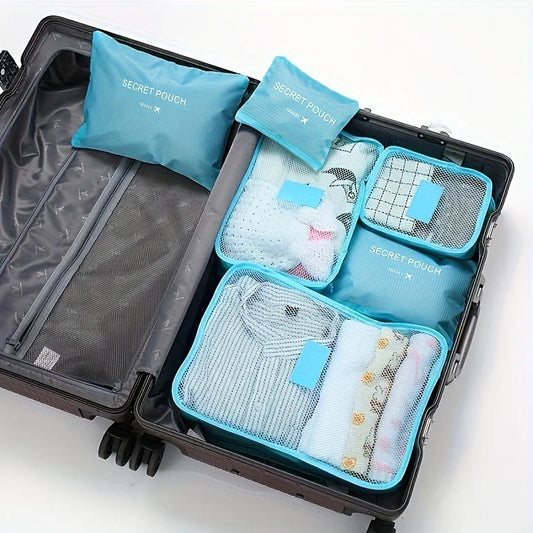 6pcs Multifunction Travel Bags Waterproof Clothes Storage Luggage Organizer Pouch Packing Cube Men And Women Travel Storage Bag