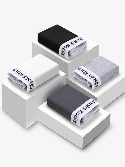4pcs men's underwear, comfortable, soft breathable athleisure boxer underwear, trendy simple hot-selling men's boxer underwear
