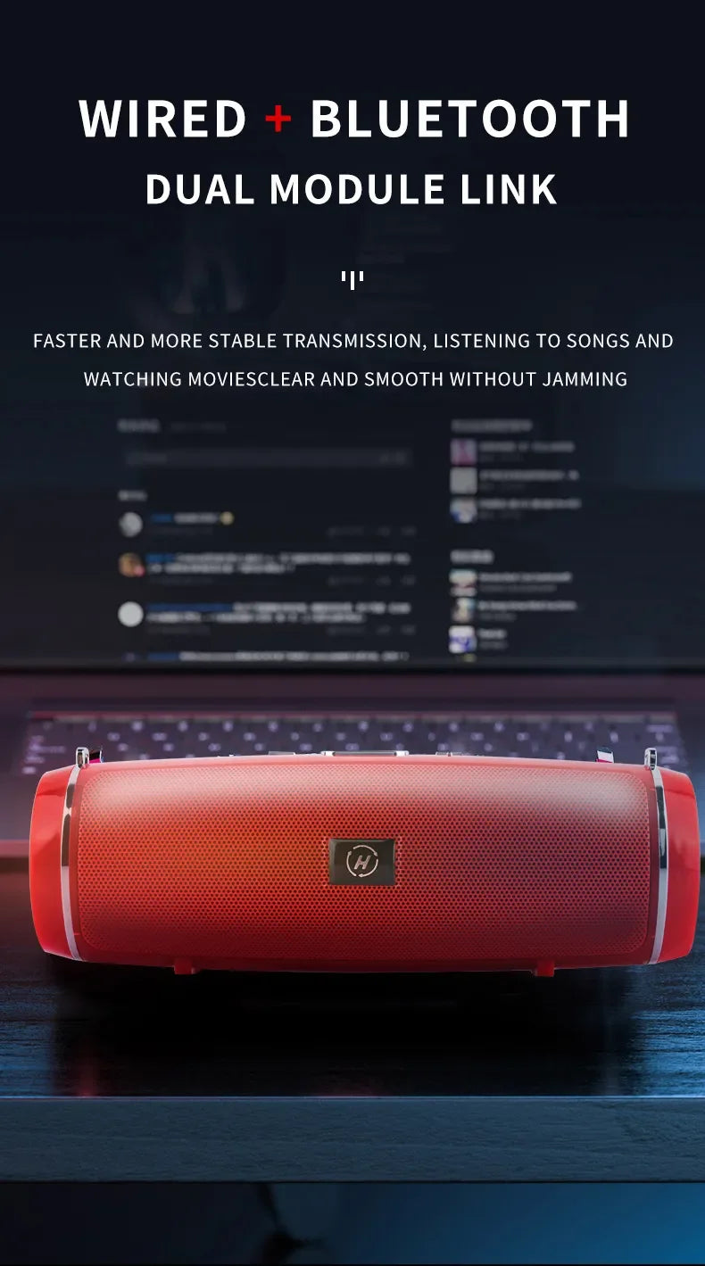 200W Peak Power Portable Bluetooth Speaker IPX7 Waterproof Outdoor HIFI Pillar Subwoofer Stereo Soundbox FM Radio TF Boom Box