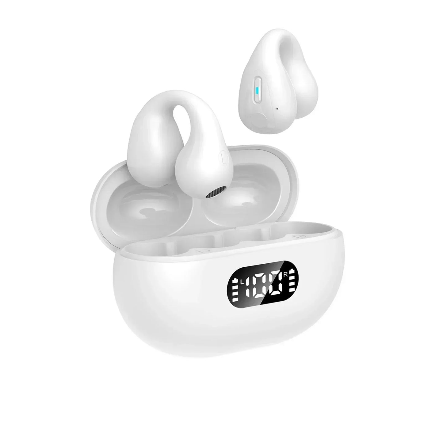 New Wireless Headphones Bluetooth 5.3 Bone Conduction Earphones Earclip Design Touch Control Led Earbuds Sports Headsets