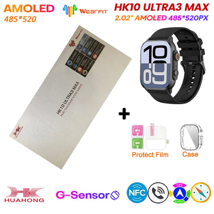 Original HK10 Ultra 3 MAX SmartWatch 2025 For Man Women 49mm HD AMOLED 4GB ROM AI ROBOT NFC GPS Smart Band Watch For IOS Android