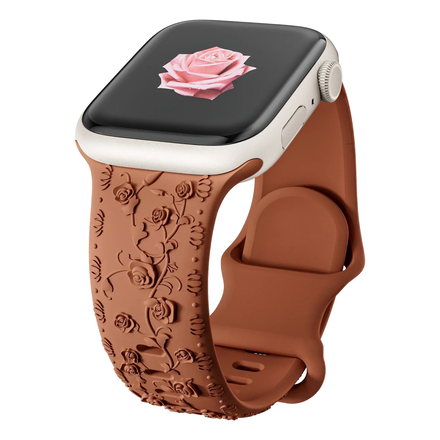 For Apple Watch Band 42mm 41mm 40 45mm 49mm 44mm Floral Engraved bracelet correa for iwatch series11 10 9 7 SE 6 8 Ultra 2 Strap