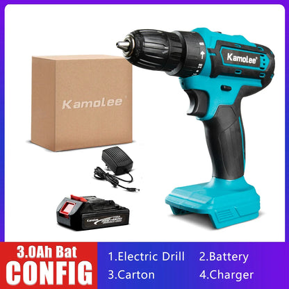 Kamolee 10mmElectric hand drill impact drill household small pistol drill multifunctional rechargeable electric screwdriver tool