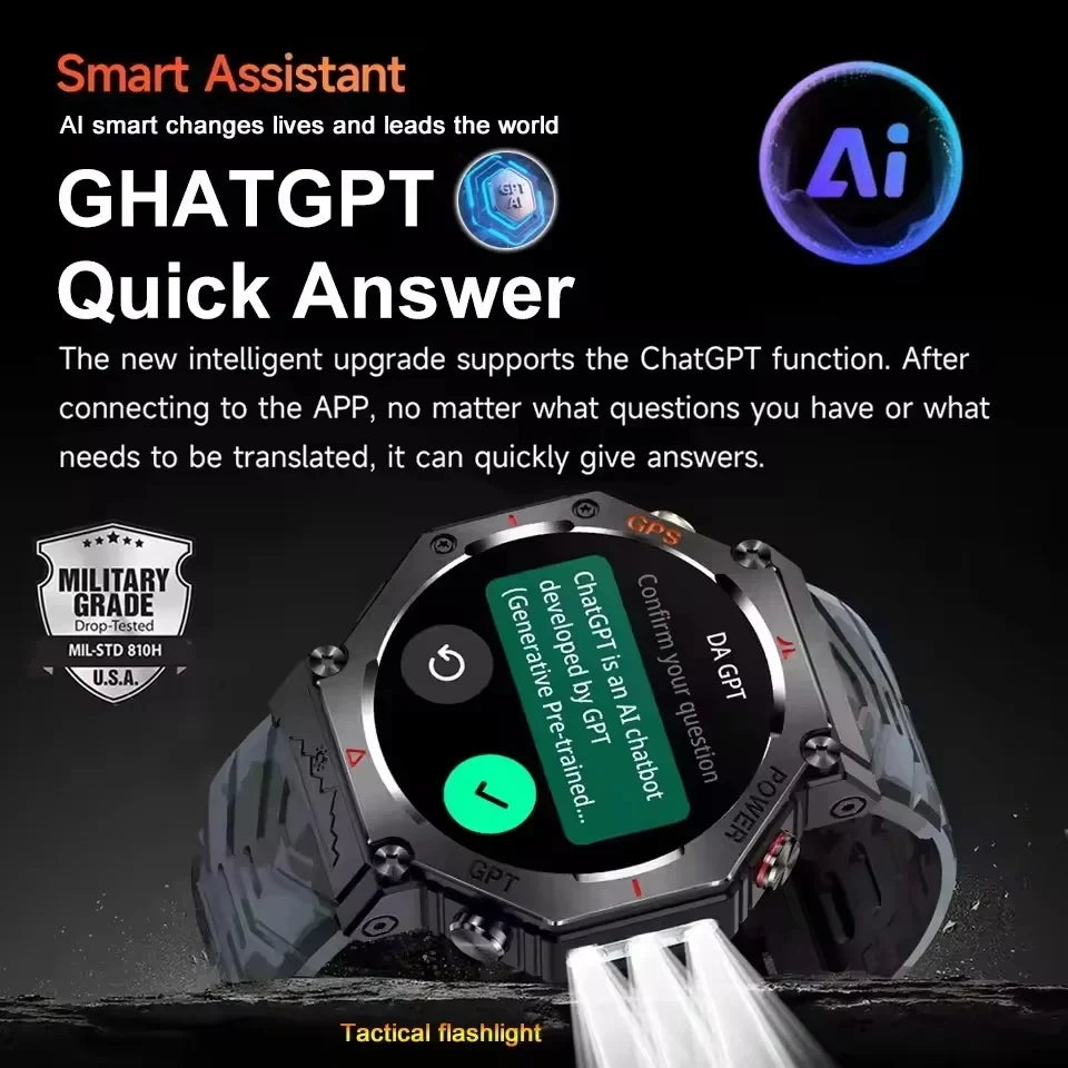 T-Rex 3 Ultra Military Grade GPS Smart Watch 10ATM Waterproof Compass Altimeter Barometric AMOLED Men HD Call Sports Smartwatch