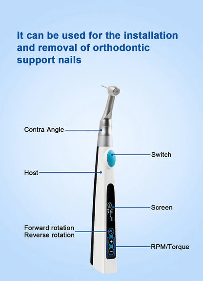 AZDENT Dental Implant Motor Electric Wireless Torque Driver Implant Torque Wrench with 16pcs Screwdrivers Contra Angle Motor