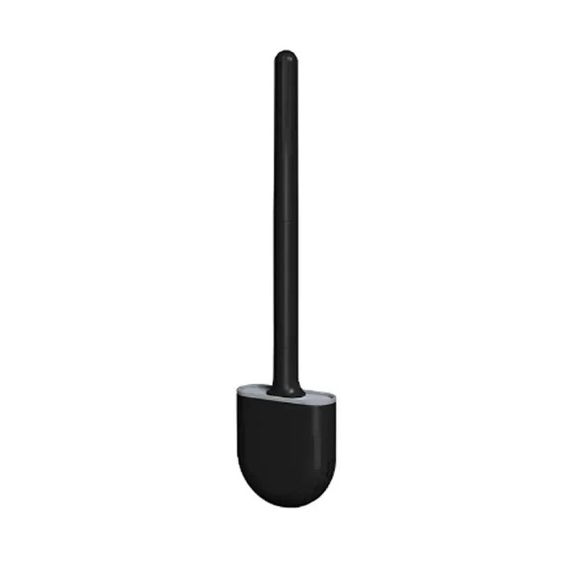 Toilet Brush Water Leak Proof With base Silicone Wc Flat Head Flexible Soft Bristles Brush with Quick Drying Holder Set