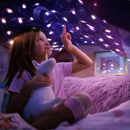 Dream Tent with light show for Kids Bed with Storage Pocket Foldable Kids Tent on Bed Mosquito Net Tent