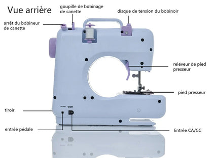 Inne Portable Sewing Machine Mini Electric Household Crafting Mending Overlock 12 Stitches with Presser Foot Pedal Beginners