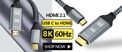 8K HDMI-Compatible Cable 4K@120Hz 8K@60Hz HDMI 2.1 Cable 48Gbps Adapter For RTX 3080 eARC HDR Video Cable PC Laptop TV box PS5
