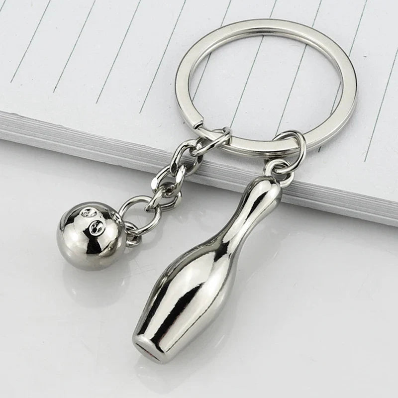 Creative Alloy Bowling Ball Pendant Car Key Ring Purse Bag Ornament Keychain Sports Lover Club Gift Bowling Ball Pendant