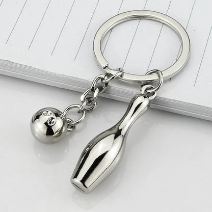 Creative Alloy Bowling Ball Pendant Car Key Ring Purse Bag Ornament Keychain Sports Lover Club Gift Bowling Ball Pendant