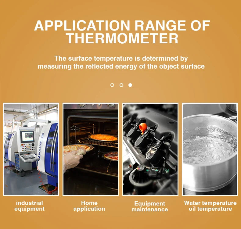 Digital Infrared Thermometer Non-contact Pyrometer Laser Temperature Meter Imager Hygrometer IR Termometro Color LCD Light Alarm