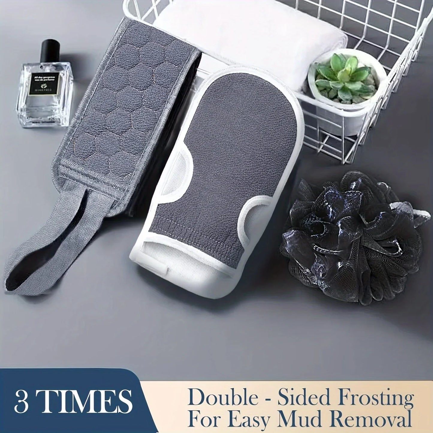 Exfoliating Body Scrubber Set - Includes Back Scrubber, Bath Glove And Shower Bath Sponge Loofah - Deep Clean And Vitalize