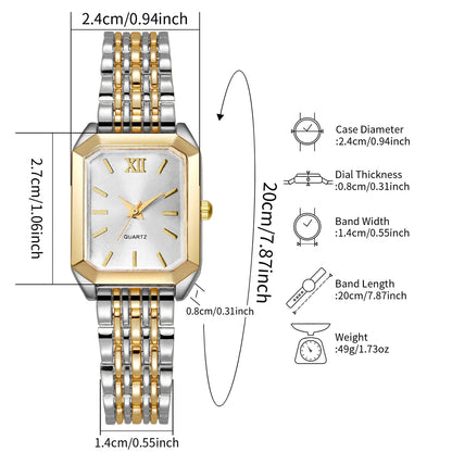Fashion Mix Gold Women Quartz Watch Ladies Rectangle Roma Dial Wristwatch Reloj Mujer Girls Clock Gift (Without Box)