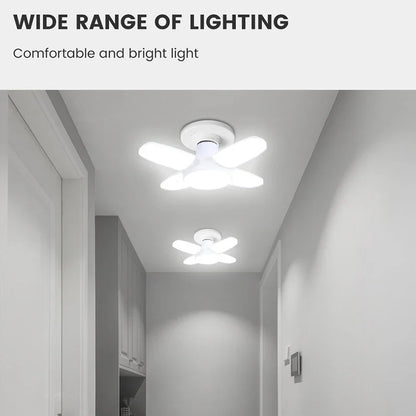 E27 Fan Shape Foldable 28W LED Bulb AC220V/110V Deformation for Home Ceiling Lights Warehouse and Garage White Light 6500K Bulb