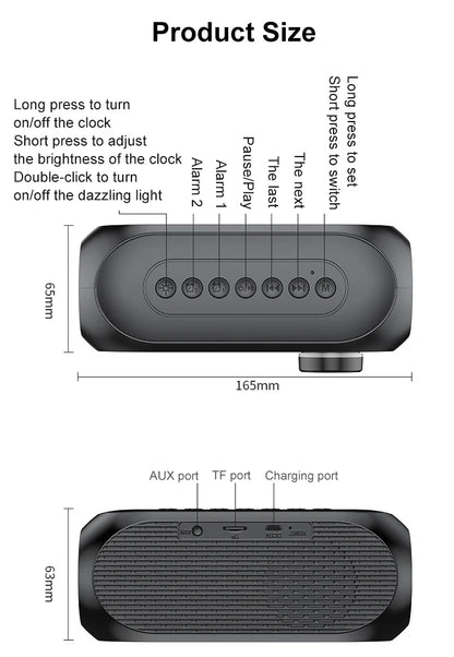 Alarm Clock Radio FM Bluetooth Speaker Portable Subwoofer Caixa De Som Sound Box Music Wireless Mini Woofers Bocina Lamp Column