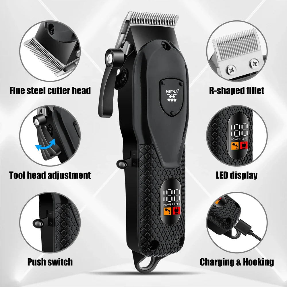 hiena Hair Clipper Kit for Men Electric Shaver Hair Trimmer Professional Cutting Machine Hair Trimmer with LCD Digital Display