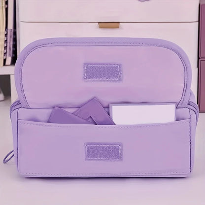 Large Capacity Pencil Case Organizer - Multi-Compartment Desktop Storage for School & Office Supplies ( Pink/Purple/Black)