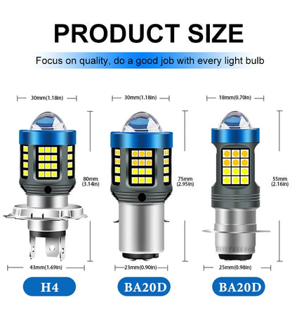 1pc H4 BA20D H6 LED Motorcycle Headlight CSP Dual Color White Yellow Hi Lo Beam Lens Fog Lamp for Motobike Scooter Running Light