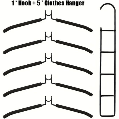 5pcs Multi-Tier Hanging Closet Hanger with Hooks Space-Saving Organizer for Closet Coats Shirts Dresses Jackets Hanging Storage