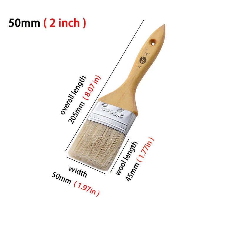 Pig White Mane Brush Wooden Handle Tool Decoration Paint Coating Latex Cleaning Barbecue Baking Painting