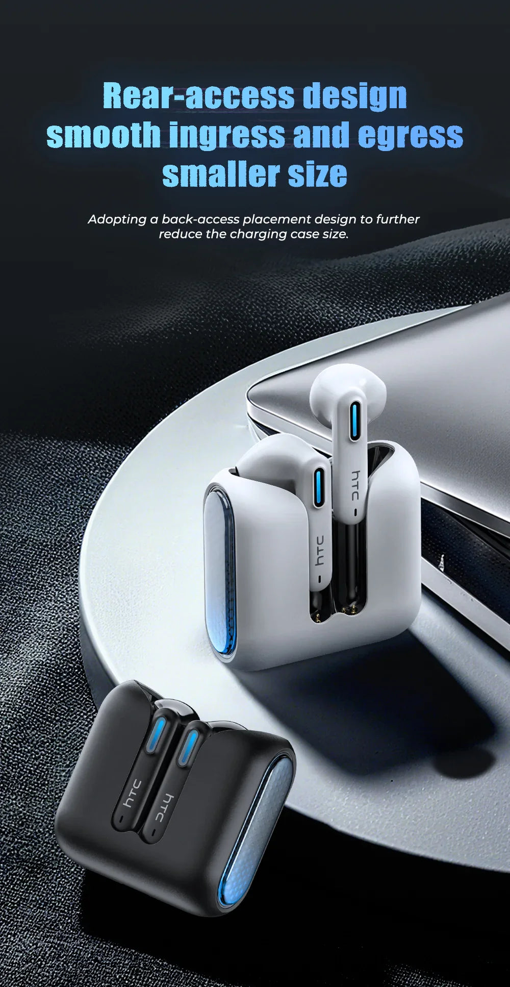HTC NE49 Earphones Bluetooth V6.0 Noise Reduction TWS Sports Wireless Headphones with Mic Long life